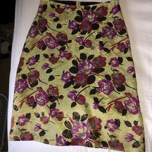 Dries Van Noten Metallic Oriental Floral Skirt